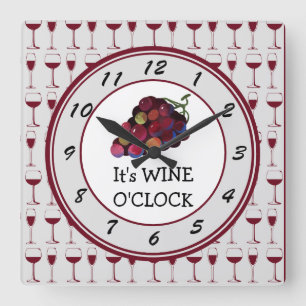 Tijd is Wine O'Clock Vierkante Klok