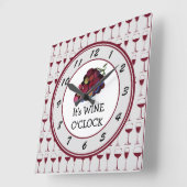 Tijd is Wine O'Clock Vierkante Klok (Hoek)