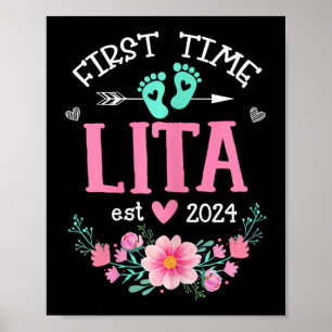 Tijd Lita Est 2024 Bloemen Zwangerschap Aankondigi Poster