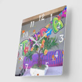 Tijd lofwaardig gelukkig verjaardag vierkante klok (Hoek)