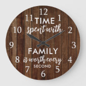 Tijd Met Familie Citaat Typografie Rustiek Donker Grote Klok (Voorkant)