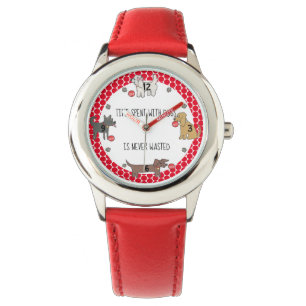 Tijd met honden Nooit Kinderen rood met Hondenlief Horloge
