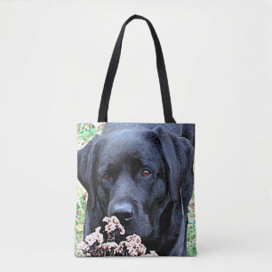 Tijd nemen - zwart lab - zwarte labrador tote bag
