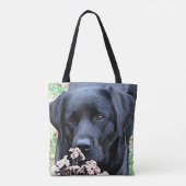 Tijd nemen - zwart lab - zwarte labrador tote bag (Achterkant)