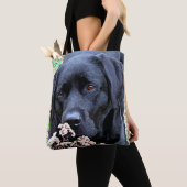 Tijd nemen - zwart lab - zwarte labrador tote bag (Dichtbij)