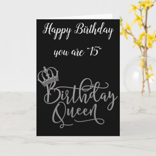 TIJD OM "15e" VERJAARDAG QUEEN Kaart TE VIEREN (Gele Bloem)