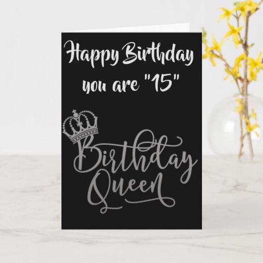 TIJD OM "15e" VERJAARDAG QUEEN Kaart TE VIEREN (Gele Bloem)