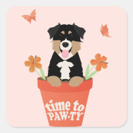 Tijd om Australian Shepherd Dog te betalen Vierkante Sticker