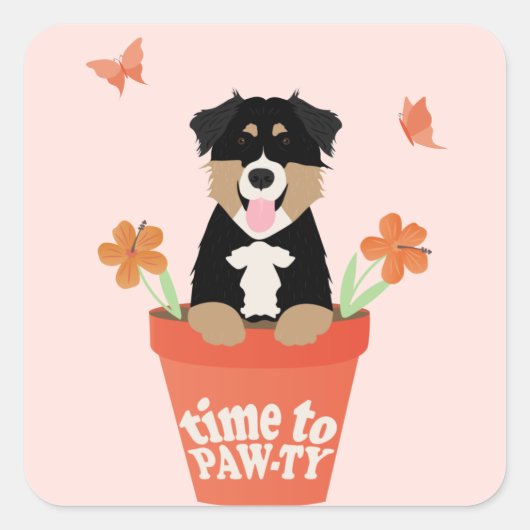 Tijd om Australian Shepherd Dog te betalen Vierkante Sticker (Voorkant)