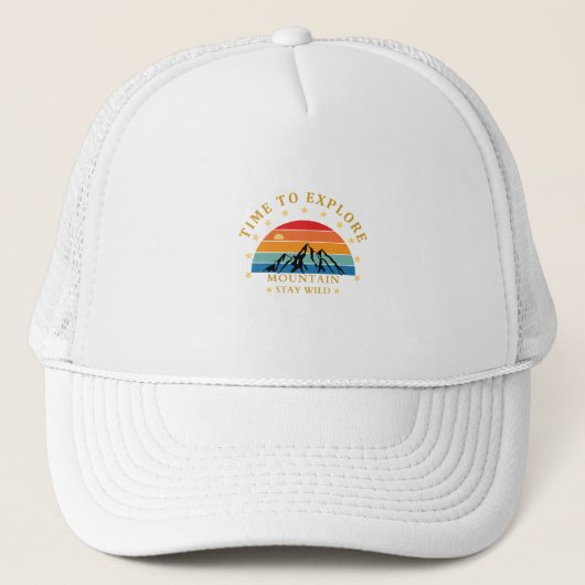 Tijd om berg T-shirt te verkennen – Retro Wandelsh Trucker Pet (Voorkant)