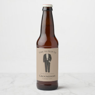 Tijd om bruidsjonker te vragen Pak je vintage tuxe Bier Etiket