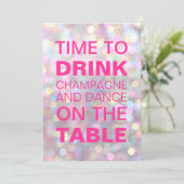 Tijd om Champagne Birthday Drink uit te nodigen Kaart (Staand voorkant)