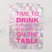 Tijd om Champagne Birthday Drink uit te nodigen Kaart (Voorkant / Achterkant)