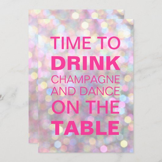 Tijd om Champagne Birthday Drink uit te nodigen Kaart (Voorkant / Achterkant)