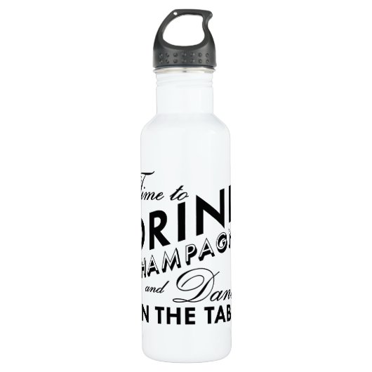 Tijd om Champagne Black & White Water Bottle te Dr Waterfles (Voorkant)