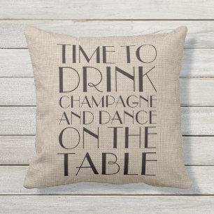 Tijd om Champagne Burlap buiten Pillow te Drinken Buitenkussen