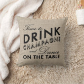 Tijd om Champagne Burlap en Black Pillow te Drinke Kussen (Deken)