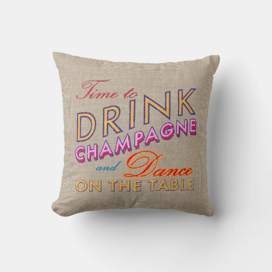 Tijd om Champagne Burlap Pillow te Drinken Kussen (Voorkant)