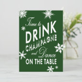 Tijd om Champagne Corporate Green Invitation te Dr Kaart (Staand voorkant)