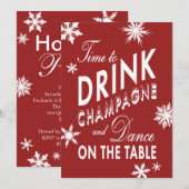 Tijd om Champagne Corporate Red Invitation te Drin Kaart (Voorkant / Achterkant)