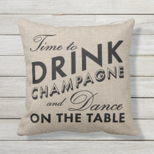 Tijd om Champagne en Dance Outdoor Pillow te Drink Buitenkussen