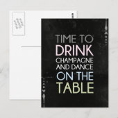 Tijd om champagne en dans te Drinken - Leuk Briefk Briefkaart (Voorkant / Achterkant)
