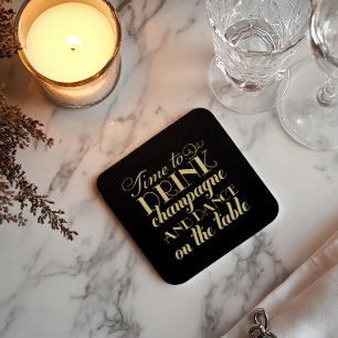 Tijd om Champagne Gold en Black Wedding te Drinken Kartonnen Onderzetters