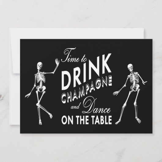 Tijd om Champagne Halloween Wedding Invite te Drin Kaart (Voorkant)