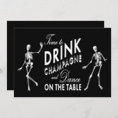 Tijd om Champagne Halloween Wedding Invite te Drin Kaart (Voorkant / Achterkant)