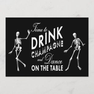 Tijd om Champagne Halloween Wedding Invite te Drin Kaart