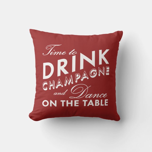 Tijd om Champagne Holiday Red Pillow te Drinken Kussen (Voorkant)
