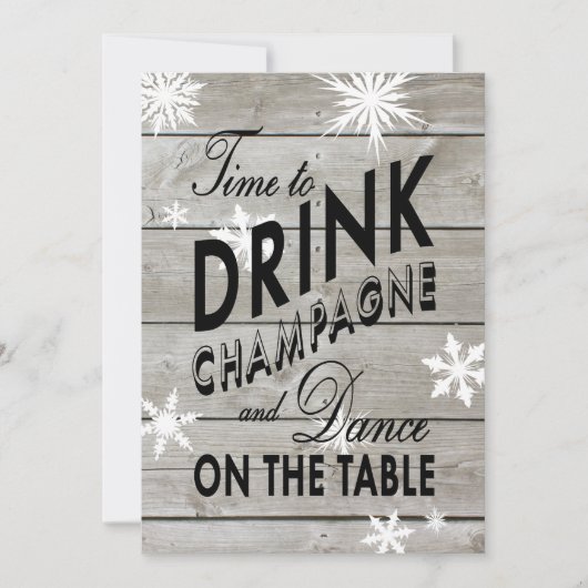 Tijd om Champagne op Barn Board Xmas te Drinken Ui Kaart (Voorkant)