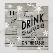 Tijd om Champagne op Barn Board Xmas te Drinken Ui Kaart (Voorkant / Achterkant)