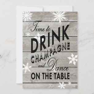 Tijd om Champagne op Barn Board Xmas te Drinken Ui Kaart