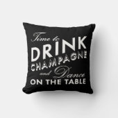 Tijd om Champagne Pillow in Black & White te Drink Kussen (Voorkant)