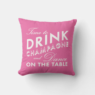 Tijd om Champagne Pink Pillow te Drinken Kussen
