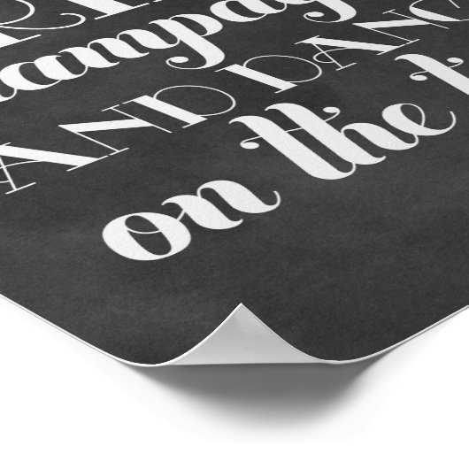 Tijd om Champagne Quote Chalkboard Wedding te Drin Poster (Hoek)