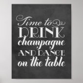 Tijd om Champagne Quote Chalkboard Wedding te Drin Poster (Voorkant)
