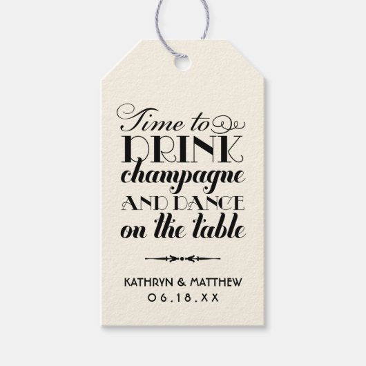 Tijd om Champagne Quote Wedding Monogram te Drinke Cadeaulabel (Voorkant)
