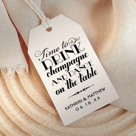 Tijd om Champagne Quote Wedding Monogram te Drinke Cadeaulabel