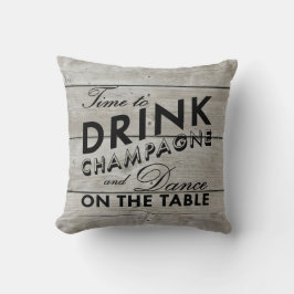 Tijd om Champagne Rustic Black Pillow te Drinken Kussen