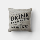 Tijd om Champagne Rustic Black Pillow te Drinken Kussen (Voorkant)