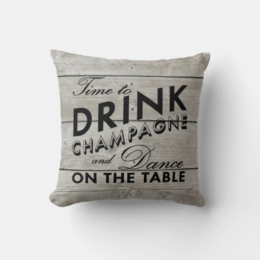 Tijd om Champagne Rustic Black Pillow te Drinken Kussen (Voorkant)