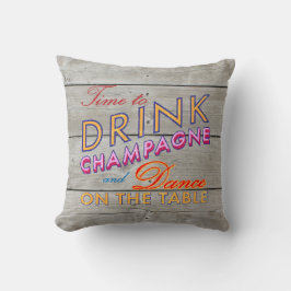 Tijd om Champagne Rustic Pillow te Drinken Kussen