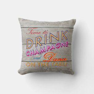 Tijd om Champagne Rustic Pillow te Drinken Kussen