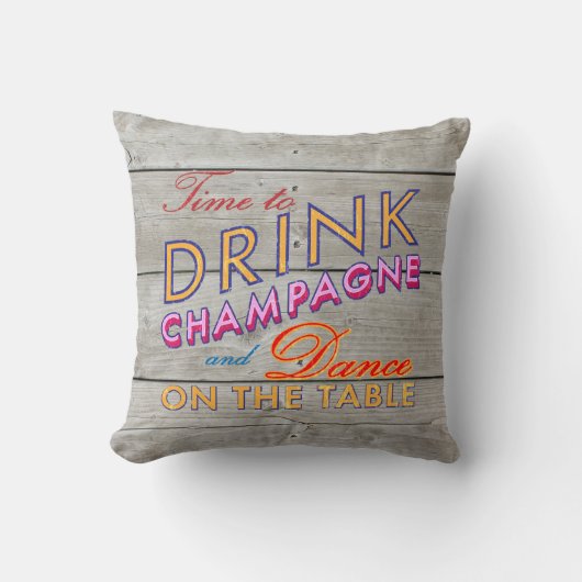 Tijd om Champagne Rustic Pillow te Drinken Kussen (Voorkant)