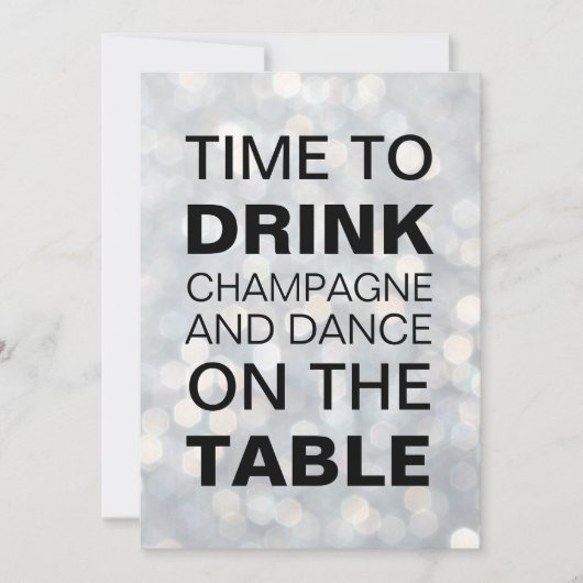 Tijd om Champagne Silver Holiday Uitnodiging te Dr (Voorkant)