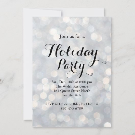 Tijd om Champagne Silver Holiday Uitnodiging te Dr (Achterkant)