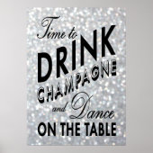 Tijd om Champagne Silver Poster te Drinken (Voorkant)