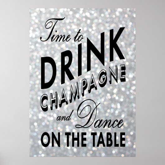 Tijd om Champagne Silver Poster te Drinken (Voorkant)